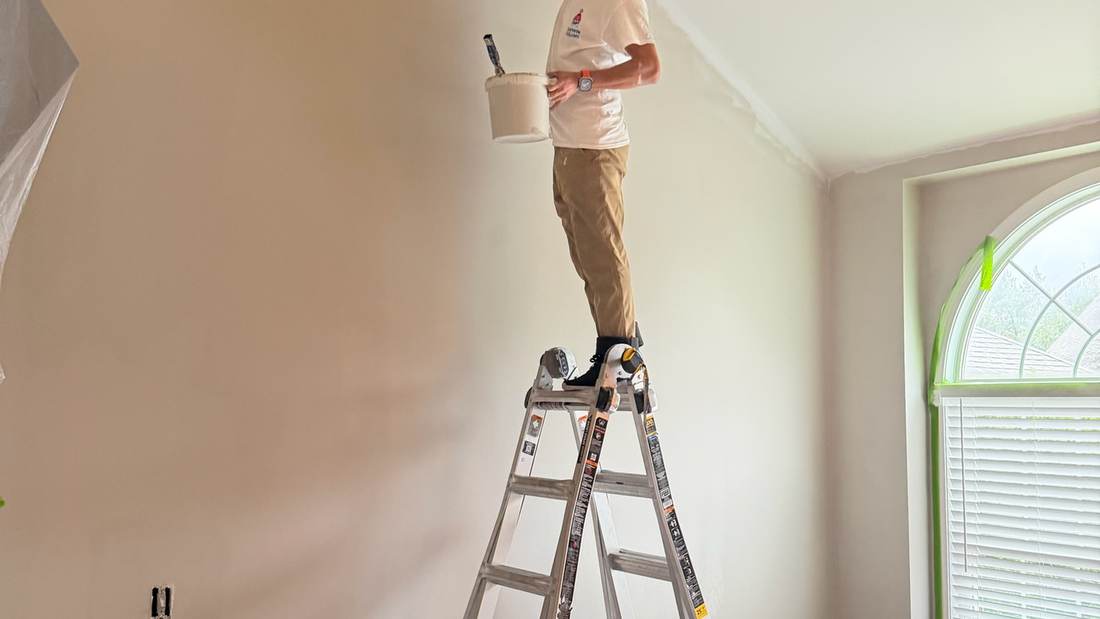 Cut-in work along trim during an interior repaint